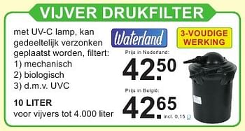 Aanbiedingen Vijver drukfilter - Waterland - Geldig van 18/07/2016 tot 07/08/2016 bij Van Cranenbroek
