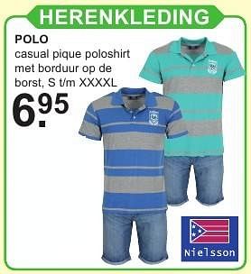 Aanbiedingen Herenkleding polo - Nielsson - Geldig van 18/07/2016 tot 07/08/2016 bij Van Cranenbroek