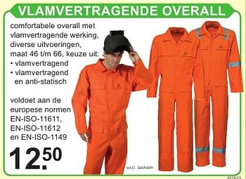 Aanbiedingen Vlamvertragende overall - Huismerk - Van Cranenbroek - Geldig van 18/07/2016 tot 07/08/2016 bij Van Cranenbroek