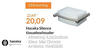 Aanbiedingen Haceka silence tissueboxhouder - Haceka - Geldig van 01/08/2016 tot 31/08/2016 bij Sanitairwinkel