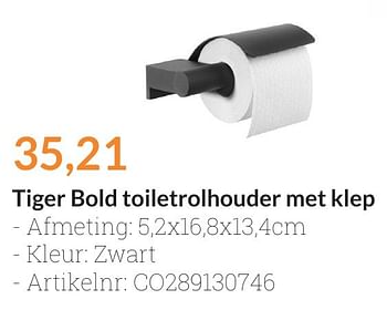 Aanbiedingen Tiger bold toiletrolhouder met klep - Tiger - Geldig van 01/08/2016 tot 31/08/2016 bij Sanitairwinkel