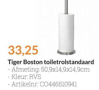 Aanbiedingen Tiger boston toiletrolstandaard - Tiger - Geldig van 01/08/2016 tot 31/08/2016 bij Sanitairwinkel