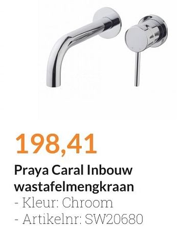 Aanbiedingen Praya caral inbouw wastafelmengkraan - Praya - Geldig van 01/08/2016 tot 31/08/2016 bij Sanitairwinkel