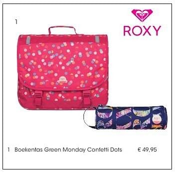 Aanbiedingen Boekentas green monday confetti dots - Roxy - Geldig van 01/08/2016 tot 17/09/2016 bij Multi Bazar