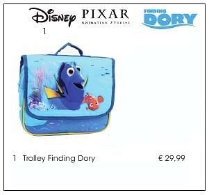 Aanbiedingen Trolley finding dory - Disney - Geldig van 01/08/2016 tot 17/09/2016 bij Multi Bazar