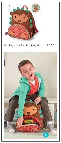 Aanbiedingen Rugzakje zoo pack egel - Hudson Hedgehog - Geldig van 01/08/2016 tot 17/09/2016 bij Multi Bazar