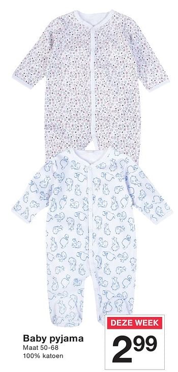 Aanbiedingen Baby pyjama - Huismerk - Zeeman  - Geldig van 30/07/2016 tot 05/08/2016 bij Zeeman