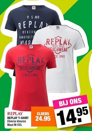 Aanbiedingen Replay t-shirt - Replay - Geldig van 01/08/2016 tot 14/08/2016 bij Big Bazar