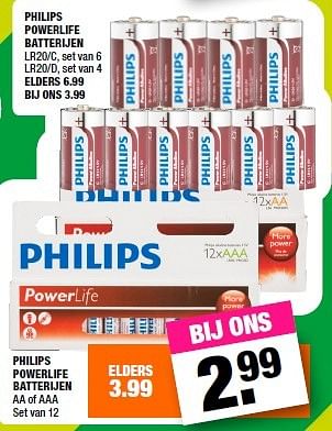 Aanbiedingen Philips powerlife batterijen - Philips - Geldig van 01/08/2016 tot 14/08/2016 bij Big Bazar