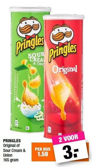 Aanbiedingen Pringles original of sour cream + union - Pringles - Geldig van 01/08/2016 tot 14/08/2016 bij Big Bazar