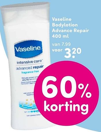 Aanbiedingen Vaseline bodylotion advance repair - Vaseline  - Geldig van 01/08/2016 tot 14/08/2016 bij da