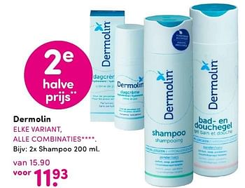 Aanbiedingen Dermolin 2x shampoo - Dermolin - Geldig van 01/08/2016 tot 14/08/2016 bij da