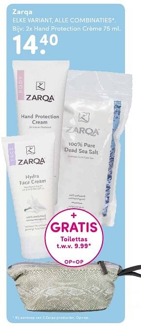 Aanbiedingen Zarqa 2x hand protection crème - Zarqa - Geldig van 01/08/2016 tot 14/08/2016 bij da