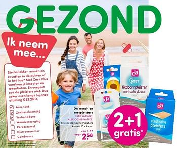 Aanbiedingen 3x elastische pleisters katoen - Huismerk - da - Geldig van 01/08/2016 tot 14/08/2016 bij da