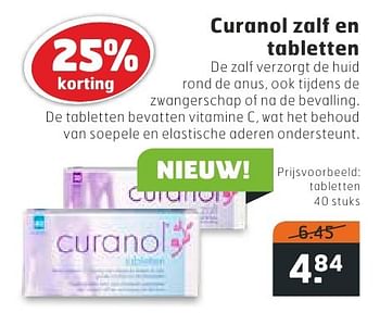 Aanbiedingen Curanol zalf en tabletten - Curanol - Geldig van 02/08/2016 tot 14/08/2016 bij Trekpleister