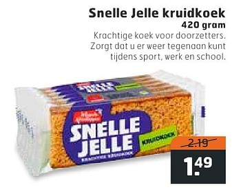 Aanbiedingen Snelle jelle kruidkoek - Snelle Jelle - Geldig van 02/08/2016 tot 14/08/2016 bij Trekpleister