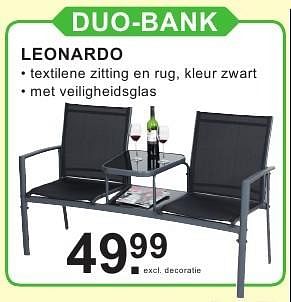 Aanbiedingen Duo-bank leonardo - Huismerk - Van Cranenbroek - Geldig van 01/08/2016 tot 21/08/2016 bij Van Cranenbroek