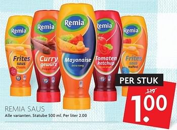 Aanbiedingen Remia saus - Remia - Geldig van 07/08/2016 tot 13/08/2016 bij Deka Markt