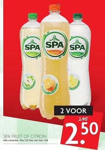 Aanbiedingen Spa fruit of citron - Spa - Geldig van 07/08/2016 tot 13/08/2016 bij Deka Markt