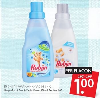 Aanbiedingen Robijn wasverzachter morgenfris of puur + zacht - Robijn - Geldig van 07/08/2016 tot 13/08/2016 bij Deka Markt