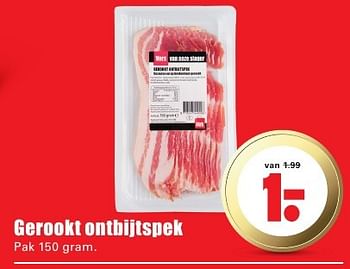 Aanbiedingen Gerookt ontbijtspek - Huismerk - Dirk - Geldig van 07/08/2016 tot 13/08/2016 bij Lekker Doen
