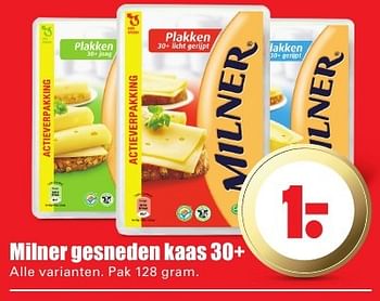 Aanbiedingen Milner gesneden kaas 30+ - Milner - Geldig van 07/08/2016 tot 13/08/2016 bij Lekker Doen