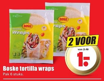 Aanbiedingen Boske tortilla wraps - Boske - Geldig van 07/08/2016 tot 13/08/2016 bij Lekker Doen