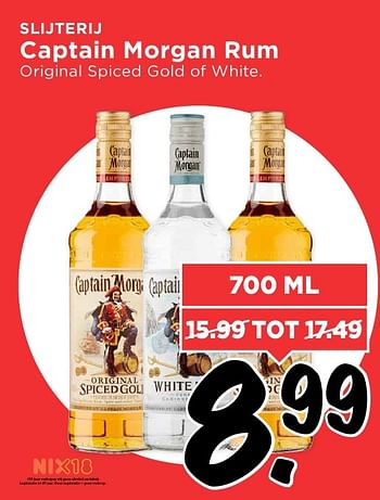 Aanbiedingen Captain morgan rum original spiced gold of white - Captain Morgan - Geldig van 07/08/2016 tot 13/08/2016 bij Vomar