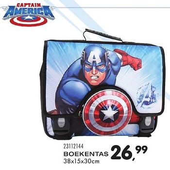 Aanbiedingen Boekentas - Captain America - Geldig van 09/08/2016 tot 13/09/2016 bij Supra Bazar