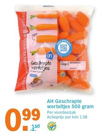 Aanbiedingen Ah geschrapte worteltjes - Huismerk - Albert Heijn - Geldig van 08/08/2016 tot 14/08/2016 bij Albert Heijn