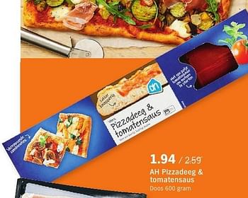 Aanbiedingen Ah pizzadeeg + tomatensaus - Huismerk - Albert Heijn - Geldig van 08/08/2016 tot 14/08/2016 bij Albert Heijn
