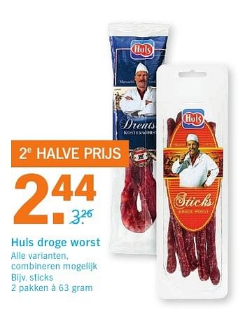 Aanbiedingen Huls droge worst - Huls - Geldig van 08/08/2016 tot 14/08/2016 bij Albert Heijn