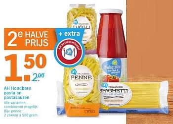 Aanbiedingen Ah houdbare pasta en pastasauzen - Huismerk - Albert Heijn - Geldig van 08/08/2016 tot 14/08/2016 bij Albert Heijn