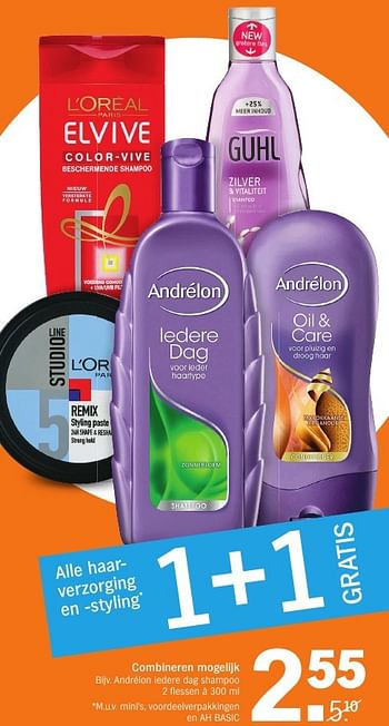 Aanbiedingen Andrélon iedere dag shampoo - Andrelon - Geldig van 08/08/2016 tot 14/08/2016 bij Albert Heijn