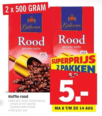 Aanbiedingen Koffie rood - Bellarom - Geldig van 08/08/2016 tot 14/08/2016 bij Lidl