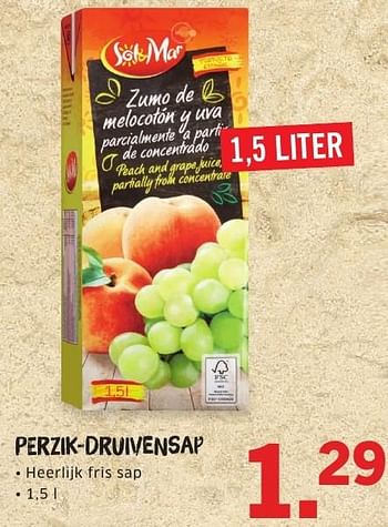Aanbiedingen Perzik-druivensap - Sol &amp; Mar - Geldig van 08/08/2016 tot 14/08/2016 bij Lidl