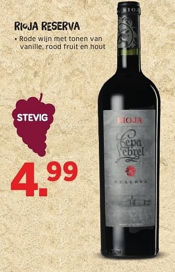 Aanbiedingen Rioja reserva - Rode wijnen - Geldig van 08/08/2016 tot 14/08/2016 bij Lidl