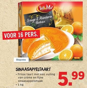 Aanbiedingen Sinaasappeltaart - Sol &amp; Mar - Geldig van 08/08/2016 tot 14/08/2016 bij Lidl