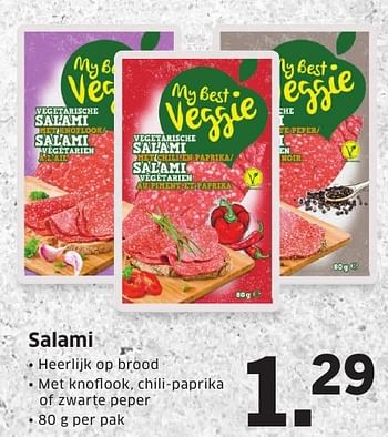 Aanbiedingen Salami - My Best Veggie - Geldig van 08/08/2016 tot 14/08/2016 bij Lidl