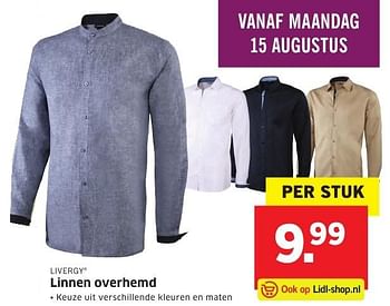Aanbiedingen Linnen overhemd - Livergy - Geldig van 08/08/2016 tot 14/08/2016 bij Lidl