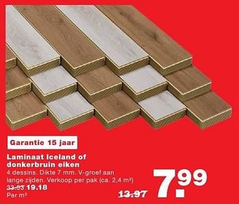 Aanbiedingen Laminaat iceland of donkerbruin eiken - Huismerk - Praxis - Geldig van 08/08/2016 tot 14/08/2016 bij Praxis