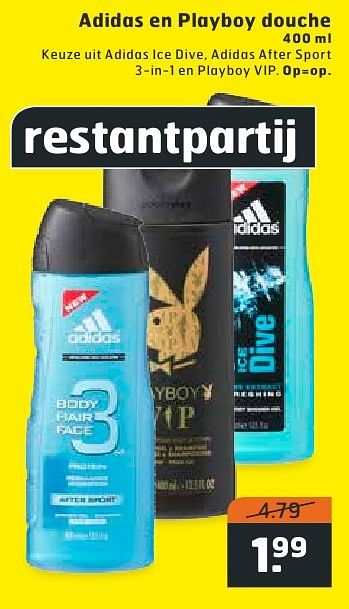 Aanbiedingen Adidas en playboy douche - Huismerk - Trekpleister - Geldig van 09/08/2016 tot 14/08/2016 bij Trekpleister