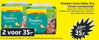 Aanbiedingen Pampers luiers baby-dry volste voordeelzak - Pampers - Geldig van 09/08/2016 tot 14/08/2016 bij Trekpleister
