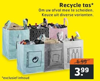 Aanbiedingen Recycle tas - Huismerk - Trekpleister - Geldig van 09/08/2016 tot 14/08/2016 bij Trekpleister