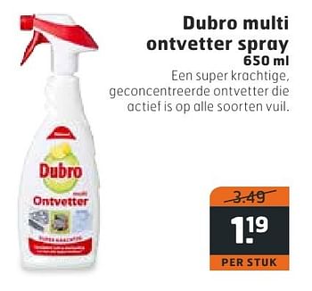 Aanbiedingen Dubro multi ontvetter spray - dubro - Geldig van 09/08/2016 tot 14/08/2016 bij Trekpleister