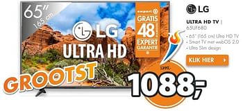 Aanbiedingen Lg ultra hd tv 65uf680 - LG - Geldig van 08/08/2016 tot 14/08/2016 bij Expert