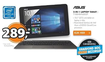 Aanbiedingen Asus 2-in-1 laptop tablet t100ha-fu002t - Asus - Geldig van 08/08/2016 tot 14/08/2016 bij Expert