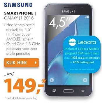Aanbiedingen Samsung smartphone galaxy j1 2016 - Samsung - Geldig van 08/08/2016 tot 14/08/2016 bij Expert