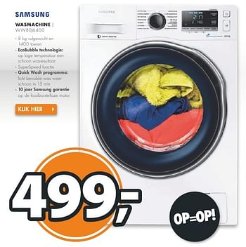Aanbiedingen Samsung wasmachine ww80j6400 - Samsung - Geldig van 08/08/2016 tot 14/08/2016 bij Expert