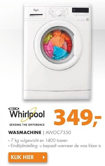 Aanbiedingen Whirlpool wasmachine awoc7350 - Whirlpool - Geldig van 08/08/2016 tot 14/08/2016 bij Expert